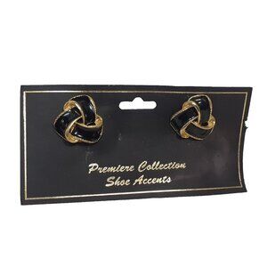 Vintage PREMIERE COLLECTION Shoe Clips Accents, Black With Gold Colored Edges,